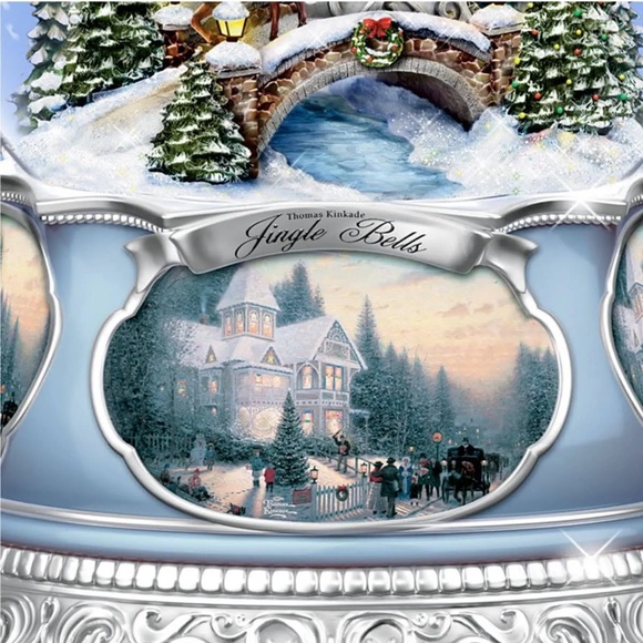 The Bradford Exchange Thomas Kinkade Jingle Bells Christmas Musical Snowglobe - Picture 3 of 6